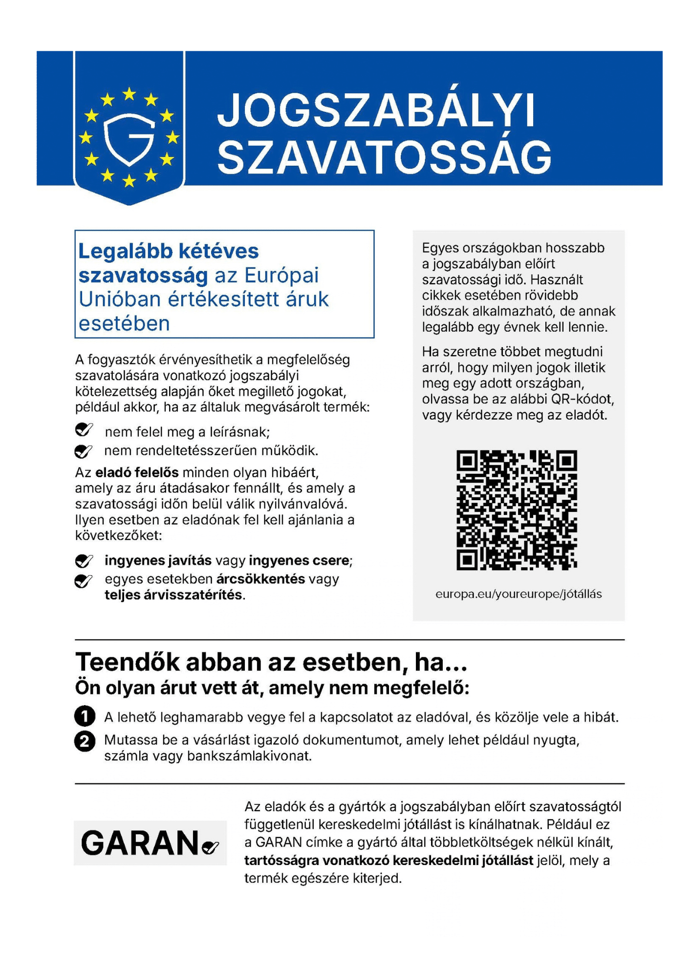 Jogszabályi szavatosság az Európai Unióban